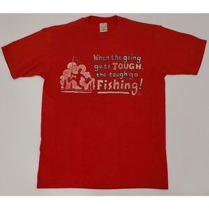 Vintage 1993 LSJ Sportswear Funny Fishing Red T-Shirt Size Medium